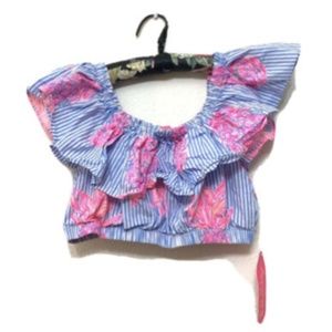 Lilly Pulitzer Blue Peri Larissa Cropped Top